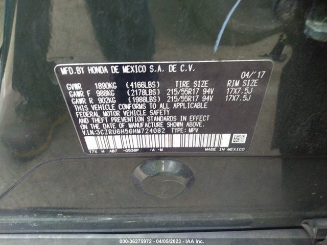Honda HR-V EX 2017 3CZRU6H56HM724082 Image 9
