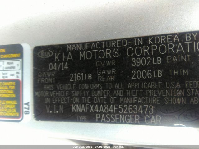 KNAFX4A84F5263473 KIA FORTE EX