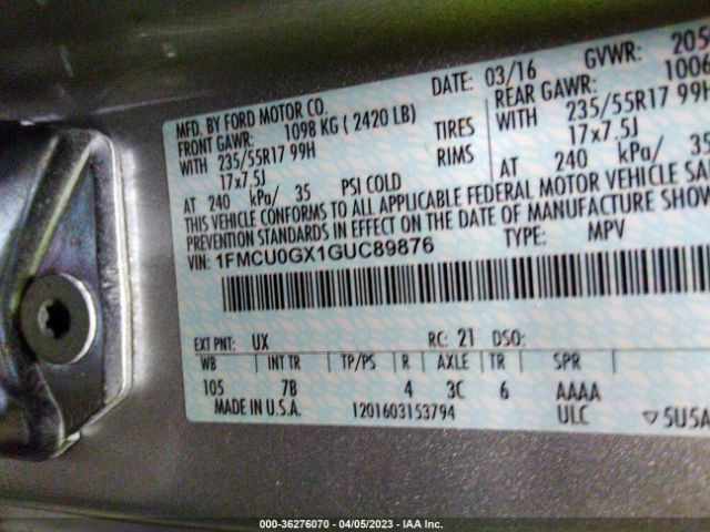 1FMCU0GX1GUC89876 Ford ESCAPE SE