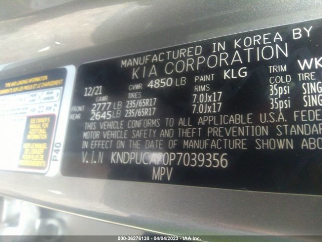 KNDPUCAF0P7039356 KIA Sportage Lx