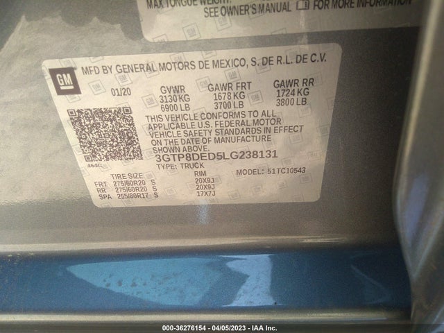 3GTP8DED5LG238131 GMC Sierra