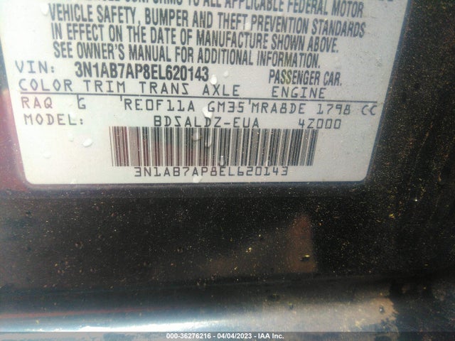 2014 NISSAN SENTRA SV VIN: 3N1AB7AP8EL620143