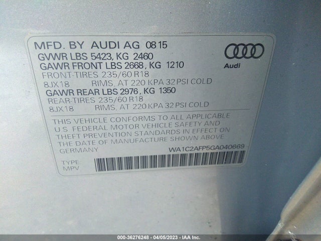 WA1C2AFP5GA040669 Audi Q5 PREMIUM