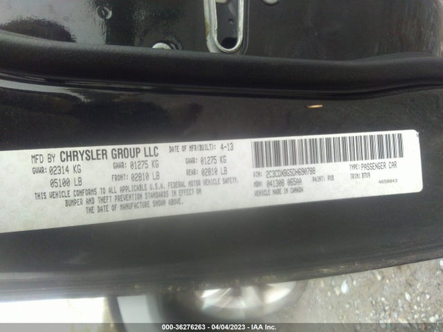 2013 DODGE CHARGER SE VIN: 2C3CDXBG5DH690788