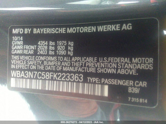 BMW 4 Series 428i 2015 WBA3N7C58FK223363 Image 9