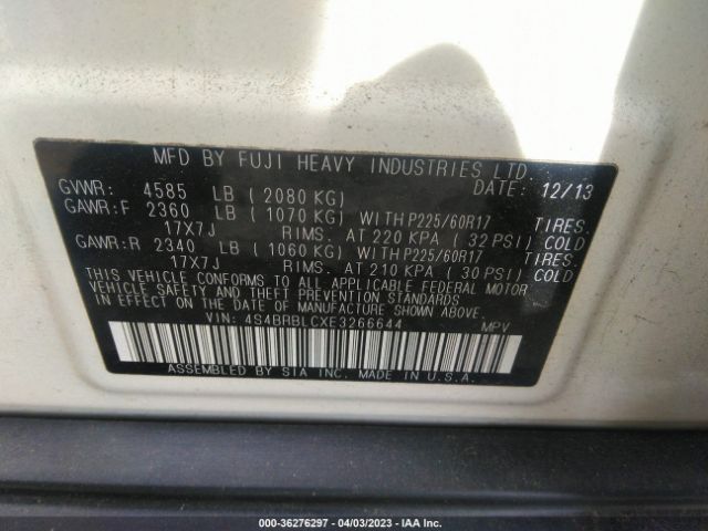 4S4BRBLCXE3266644 Subaru Outback 2.5i Limited