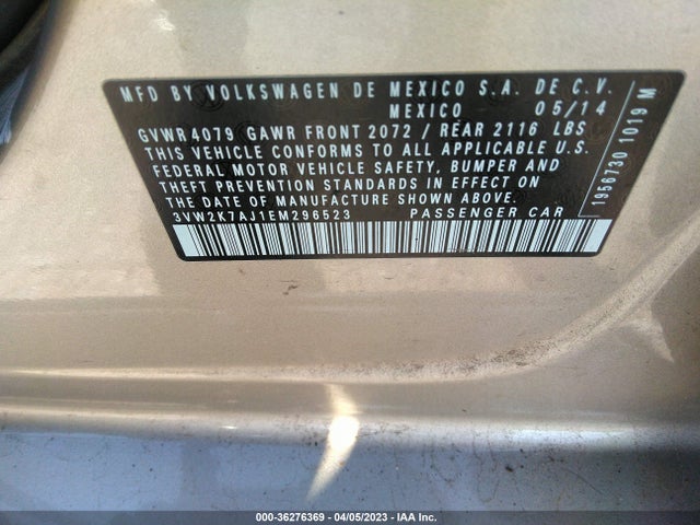3VW2K7AJ1EM296523 Volkswagen Jetta Sedan S