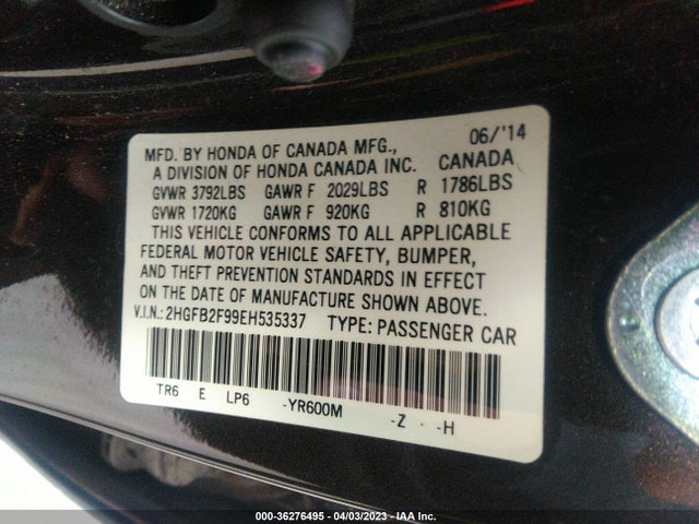 Honda Civic Sedan Ex-l 2014 2HGFB2F99EH535337 Image 9