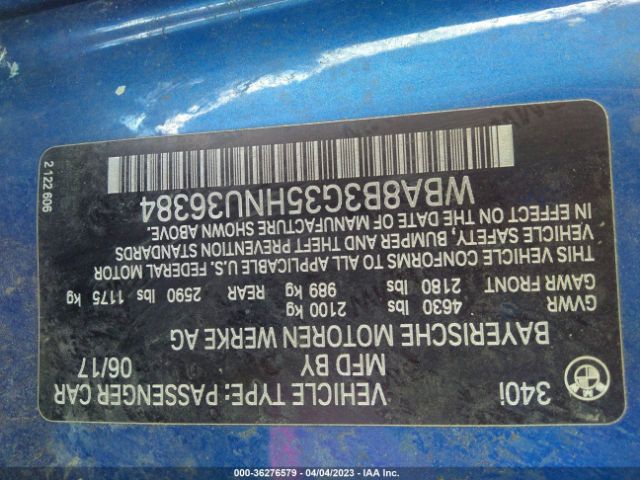 WBA8B3G35HNU36384 BMW 3 Series 340i