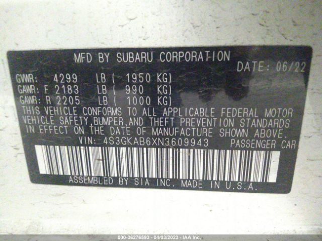4S3GKAB6XN3609943 Subaru Impreza