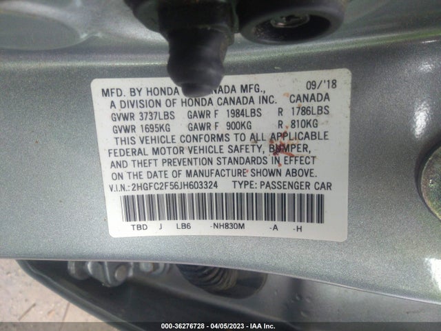 Honda Civic Sedan Lx 2018 2HGFC2F56JH603324 Image 9