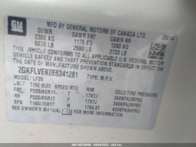 2GKFLVEK0E6341281 GMC Terrain Sle