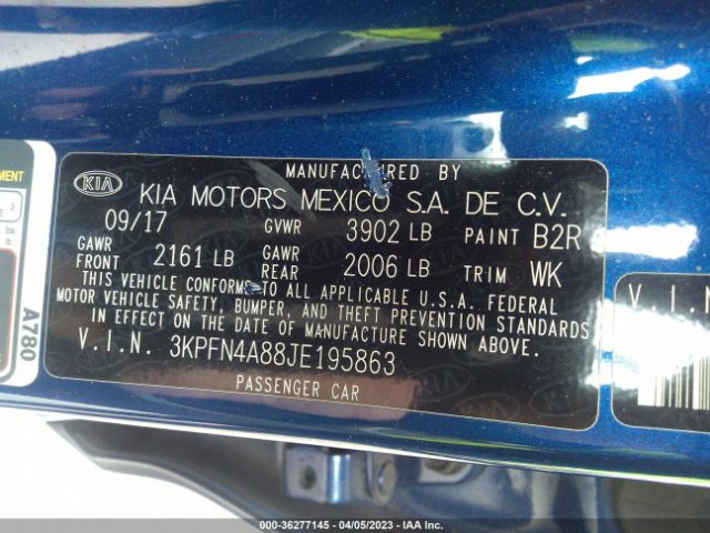 3KPFN4A88JE195863 KIA FORTE EX
