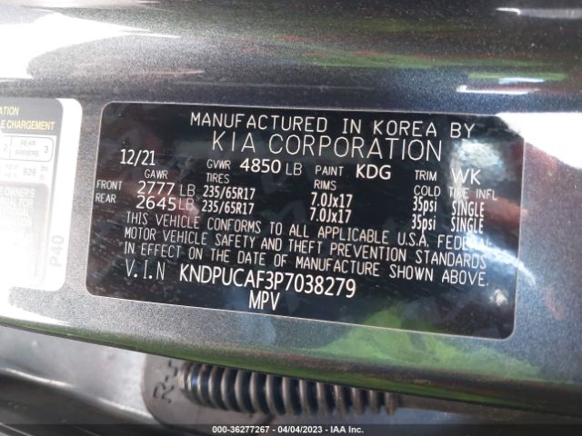 KNDPUCAF3P7038279 KIA Sportage Lx