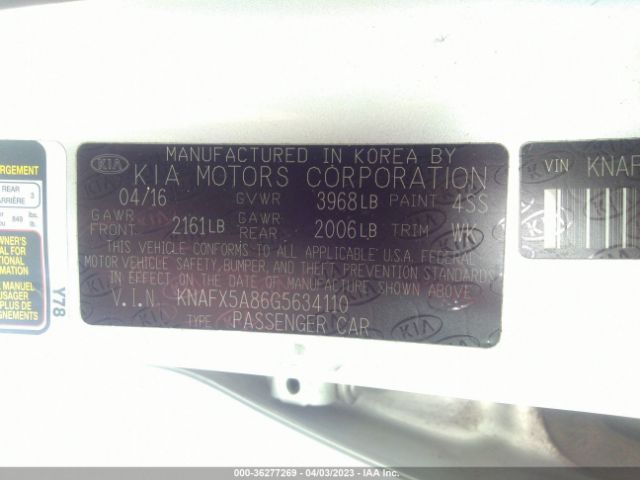 KNAFX5A86G5634110 KIA Forte 5-door Ex