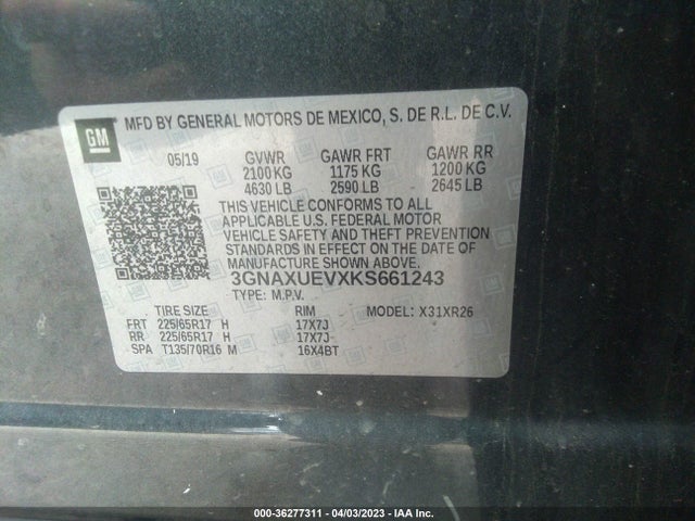 Chevrolet EQUINOX LT 2019 3GNAXUEVXKS661243 Image 9