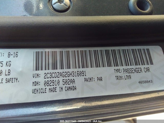 Dodge Challenger Sxt 2016 2C3CDZAG2GH316091 Image 11