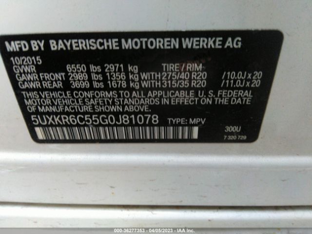 5UXKR6C55G0J81078 BMW X5 Xdrive50i