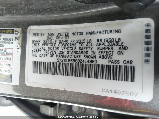 2008 PONTIAC VIBE VIN: 5Y2SL65868Z414960
