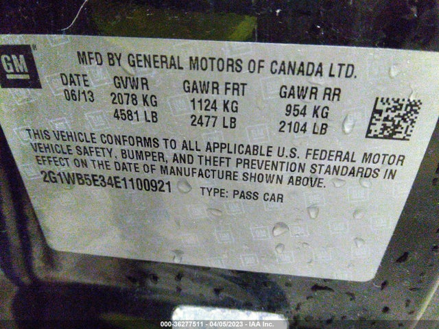 Chevrolet Impala Limited Lt 2014 2G1WB5E34E1100921 Image 10