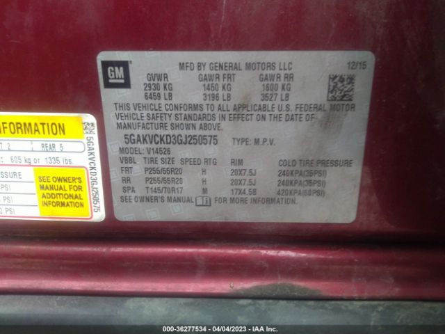 5GAKVCKD3GJ250575 Buick Enclave Premium