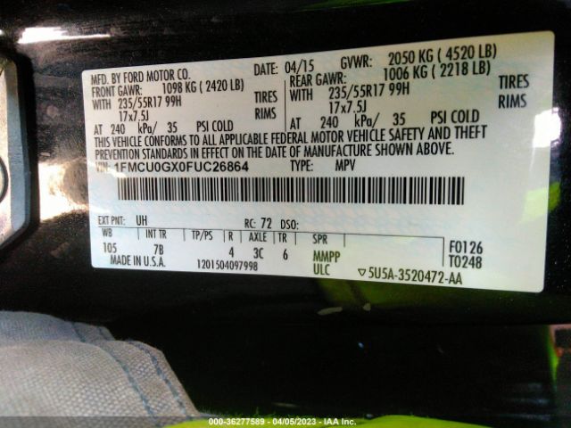 1FMCU0GX0FUC26864 Ford ESCAPE SE