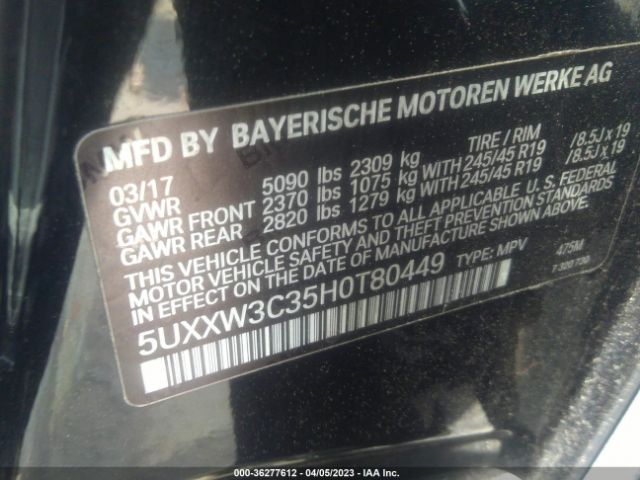 5UXXW3C35H0T80449 BMW X4 Xdrive28i
