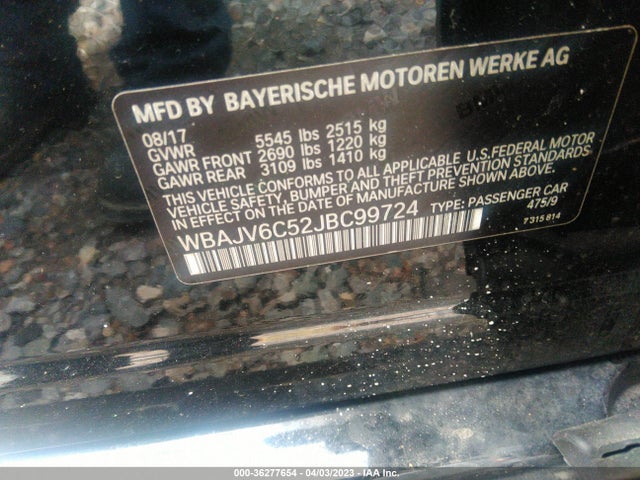 2018 BMW 6 Series, VIN: WBAJV6C52JBC99724