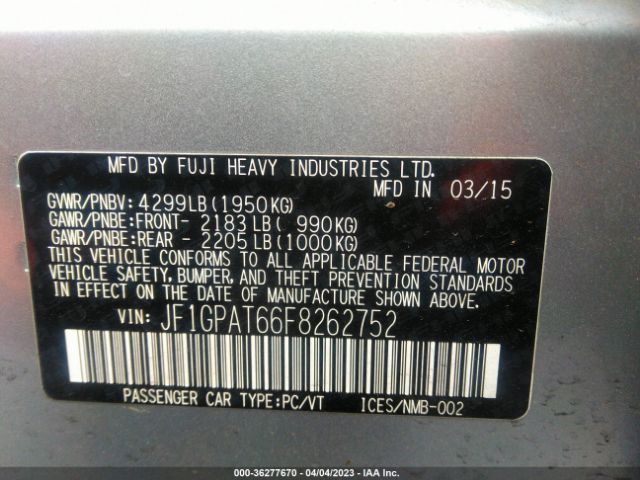 JF1GPAT66F8262752 Subaru Impreza Wagon 2.0i Sport Premium