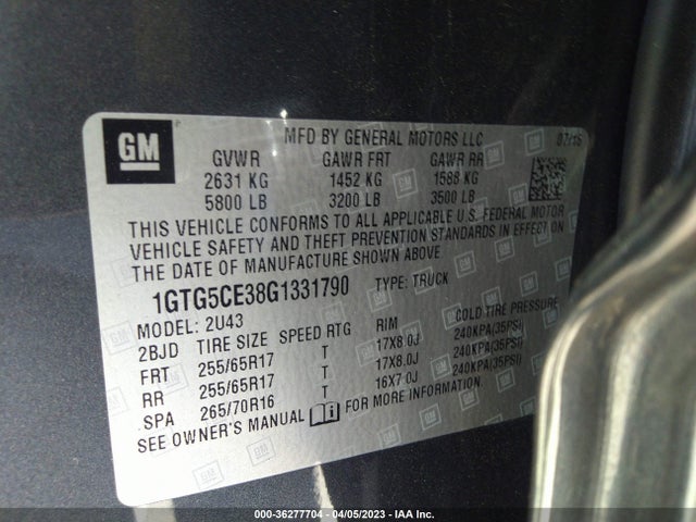 GMC Canyon 2wd Sle 2016 1GTG5CE38G1331790 Image 10