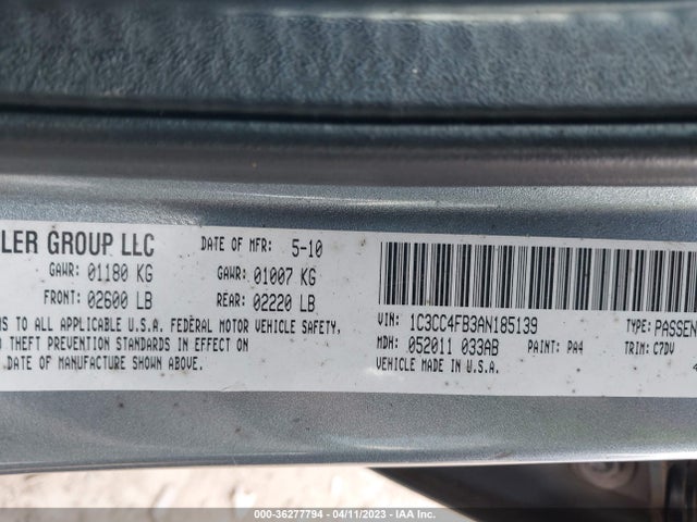 2010 CHRYSLER SEBRING TOURING VIN: 1C3CC4FB3AN185139