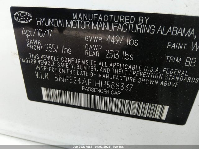 Hyundai SONATA SE 2017 5NPE24AF1HH588337 Image 9