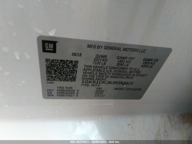 1GKS1CKJ8JR392322 GMC YUKON DENALI