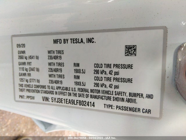 Tesla Model 3 Standard Range 2020 5YJ3E1EA9LF802414 Image 10