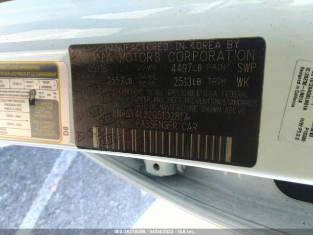 KNAGT4L32G5102817 KIA Optima Lx