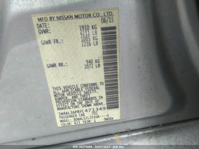 1N4AL3AP8FC471349 Nissan Altima 2.5 Sv