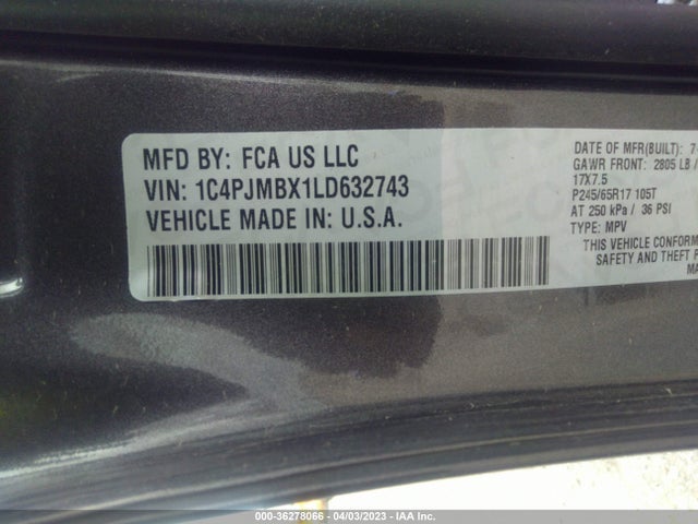 1C4PJMBX1LD632743 Jeep Cherokee Trailhawk