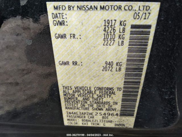 1N4AL3AP2HC254964 Nissan Altima 2.5 S