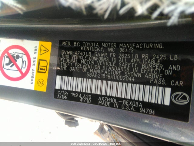 58AB21B18KU002044 Lexus Es Es 300h