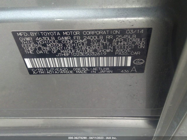 Lexus IS 250 2014 JTHBF1D23E5032619 Image 10