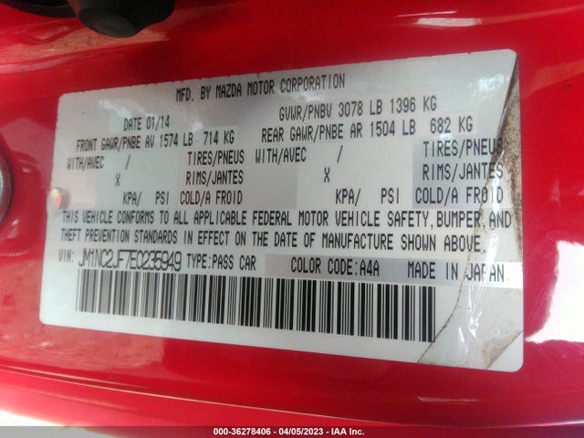2014 Mazda MX-5 Miata, VIN: JM1NC2JF7E0235949