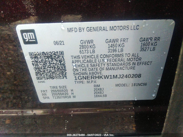 Chevrolet Traverse Lt Leather 2021 1GNERHKW1MJ240208 Image 9