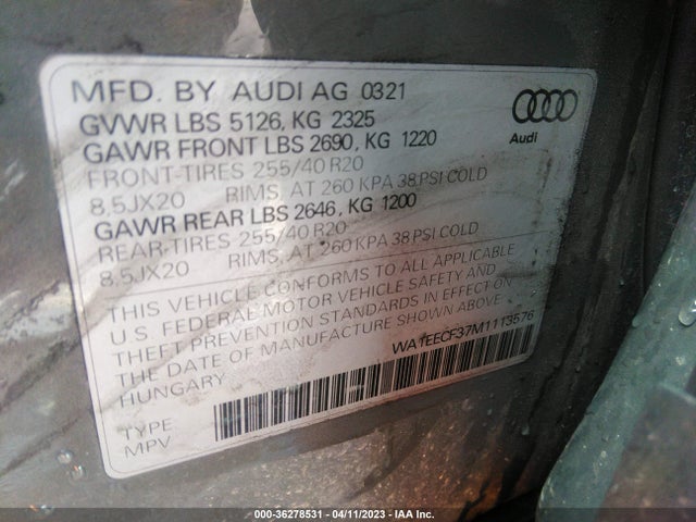 WA1EECF37M1113576 Audi Q3 S Line Premium Plus