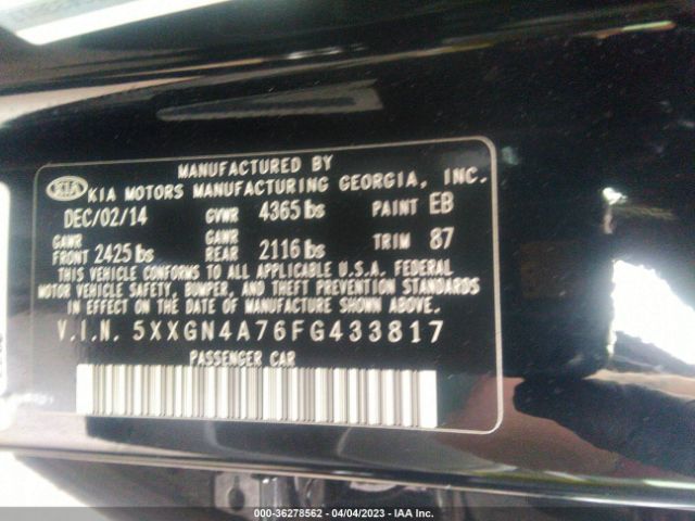 5XXGN4A76FG433817 KIA OPTIMA EX