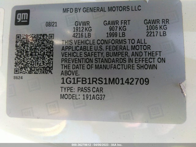 Chevrolet Camaro 1lt 2021 1G1FB1RS1M0142709 Image 9