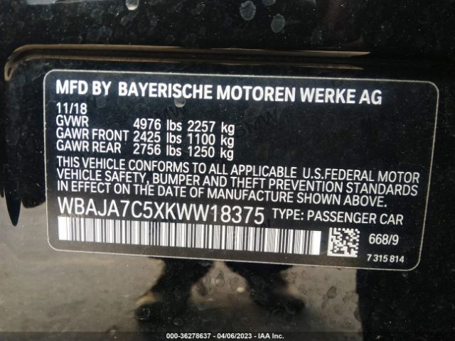 WBAJA7C5XKWW18375 BMW 5 Series 530i Xdrive