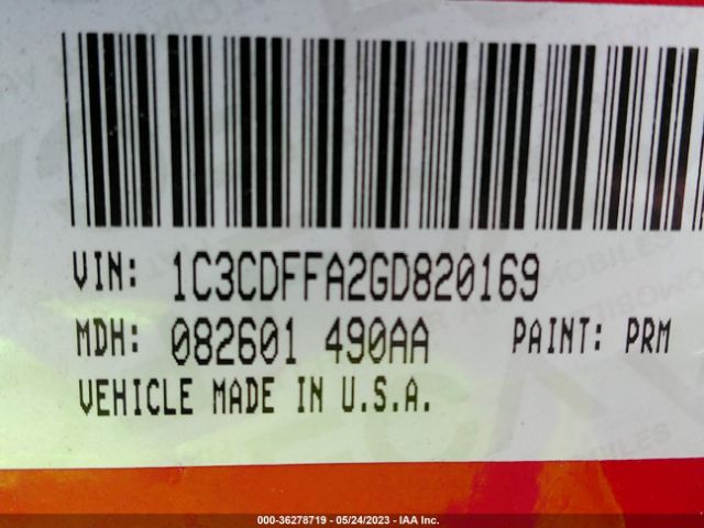 1C3CDFFA2GD820169 Dodge Dart Sxt Sport
