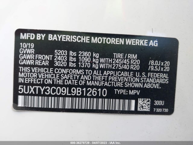 BMW X3 Sdrive30i 2020 аукцион фото