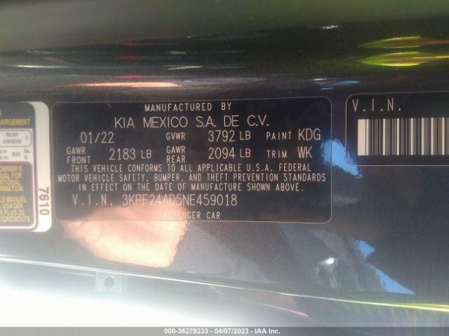 3KPF24AD5NE459018 KIA Forte Lxs