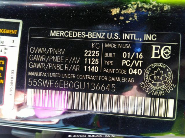 55SWF6EB0GU136645 Mercedes-Benz C 450 Amg 4matic